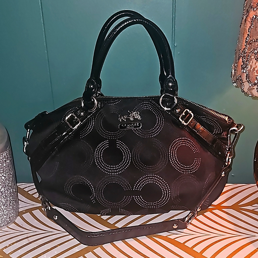 Coach Madison Black optic C Sophia Crossbody Bag Horse & Carriage